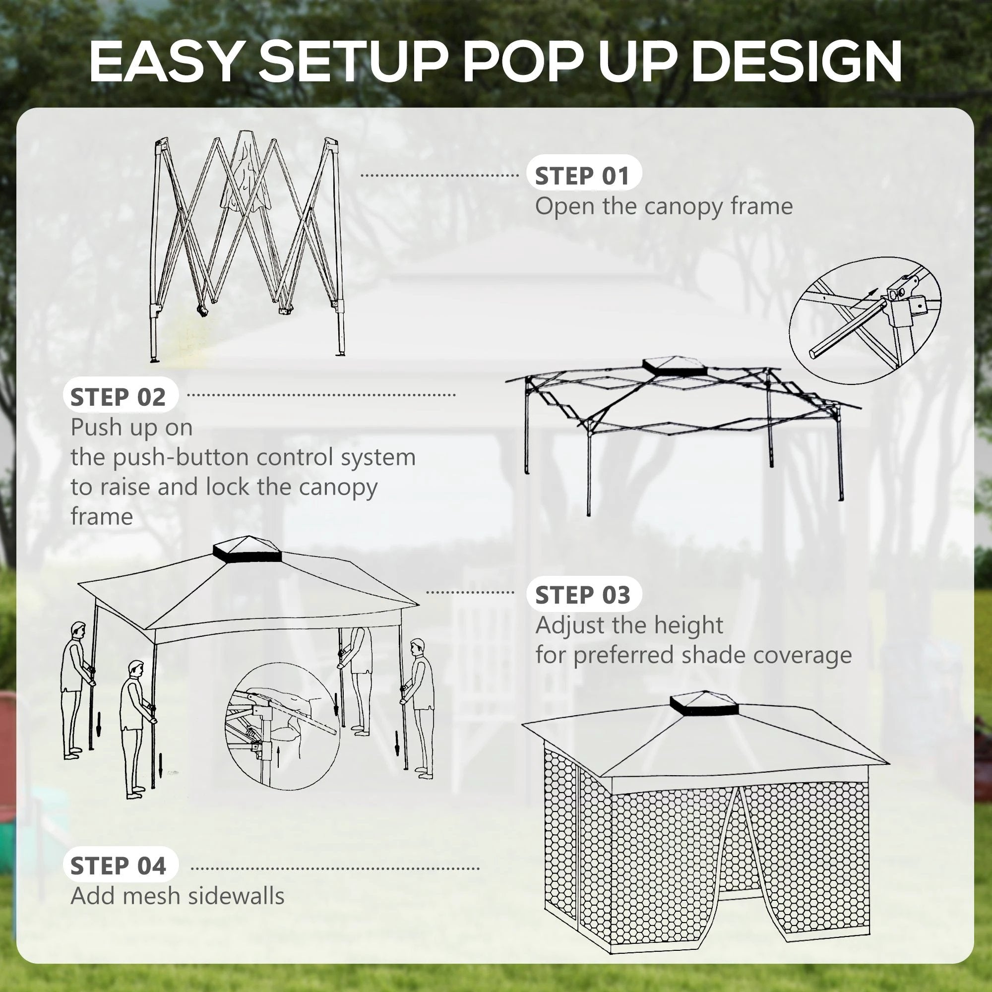 Outsunny Garden Folding Tent Heavy Duty Pop Up Gazebo for Party Light Grey by Outsunny