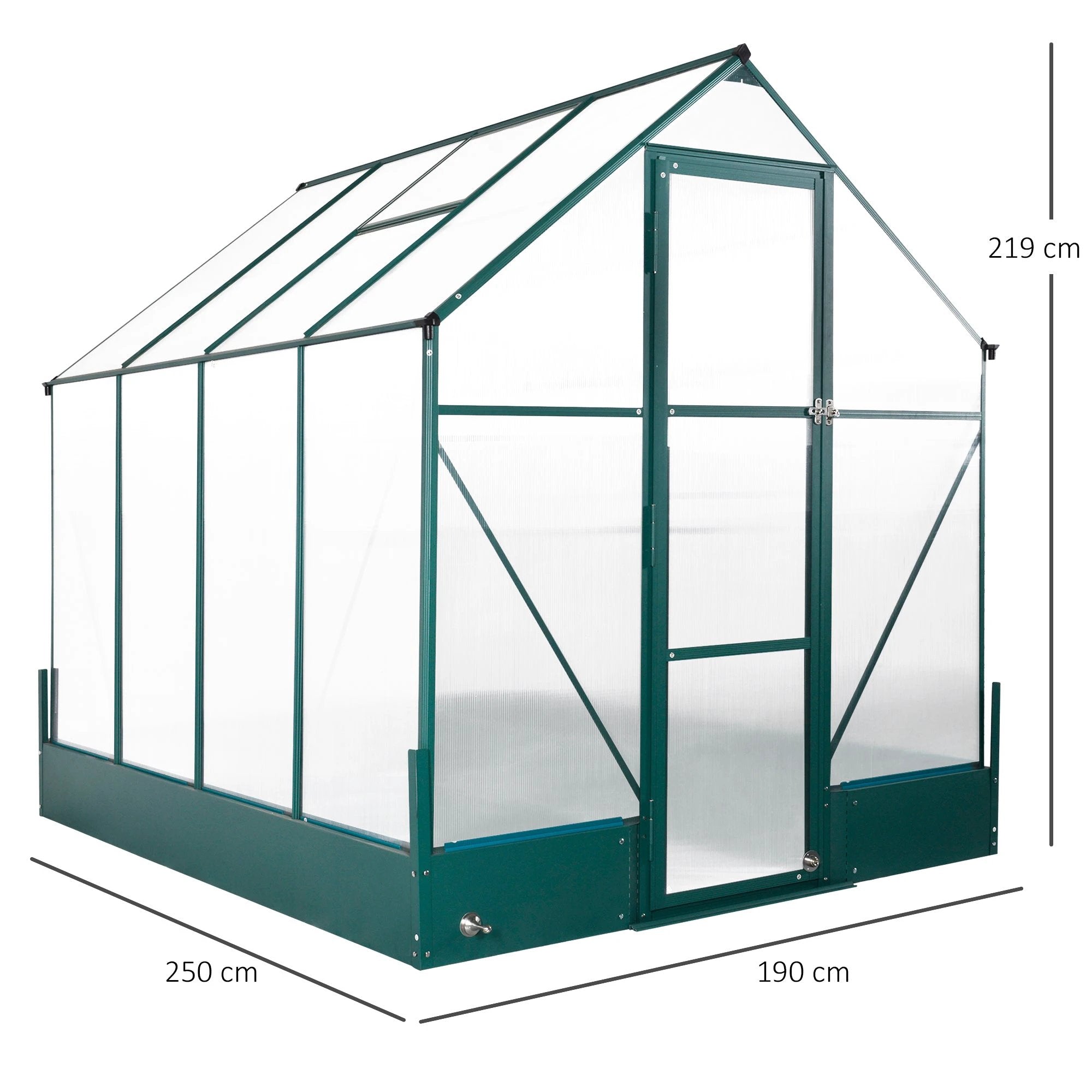 Outsunny Garden Walk-in Aluminium Greenhouse Polycarbonate with Plant Bed - Uncategorized Greenhouse
