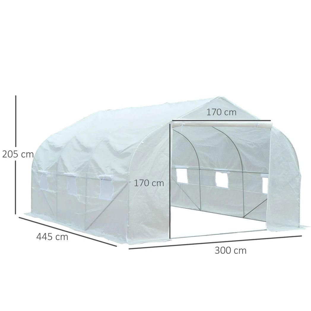 Outsunny PE Mesh Cover Galvanized Metal Frame Walk-In Greenhouse White - Greenhouse