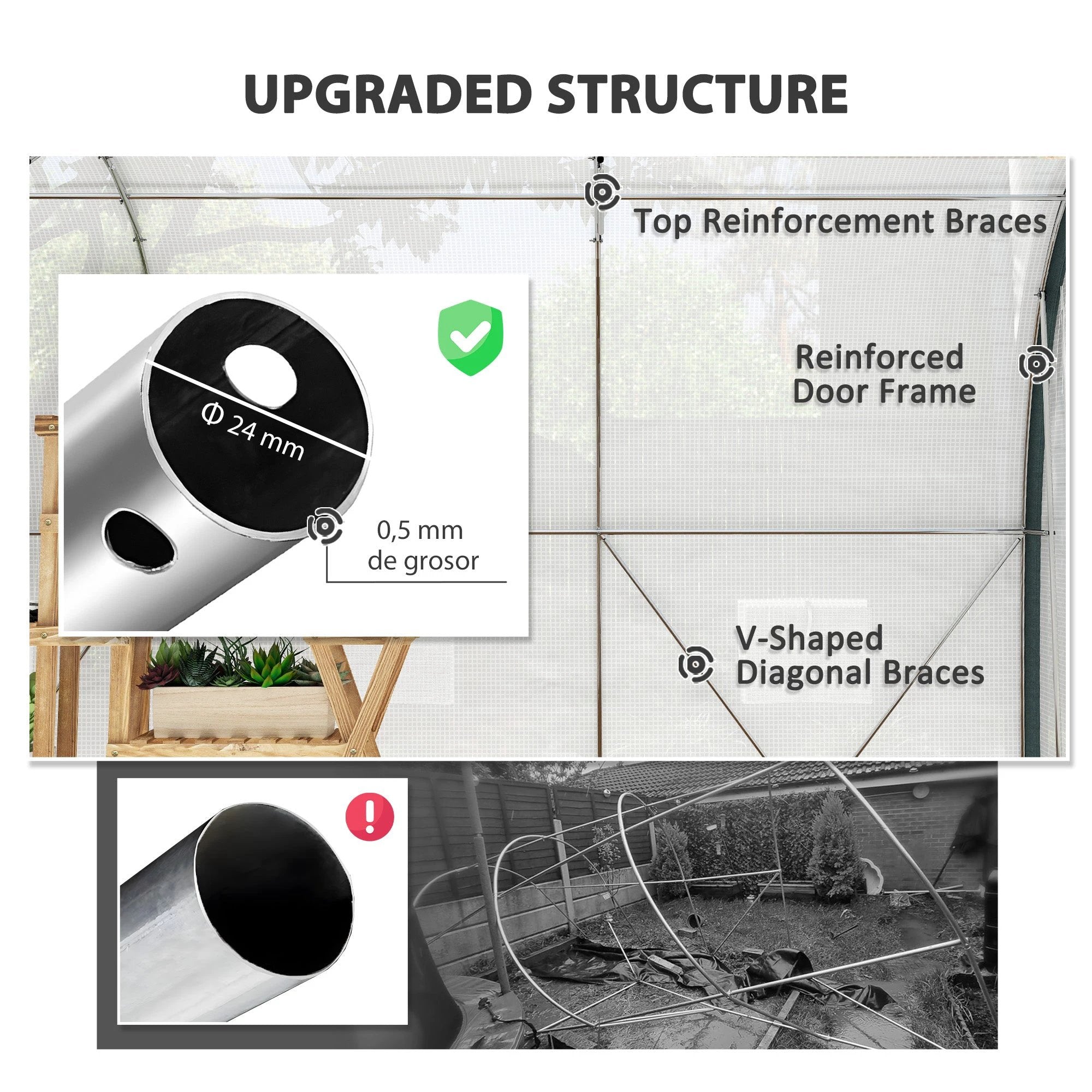 Outsunny Walk-in Tunnel Greenhouse, Upgraded Structure, Mesh Door & Windows by Outsunny