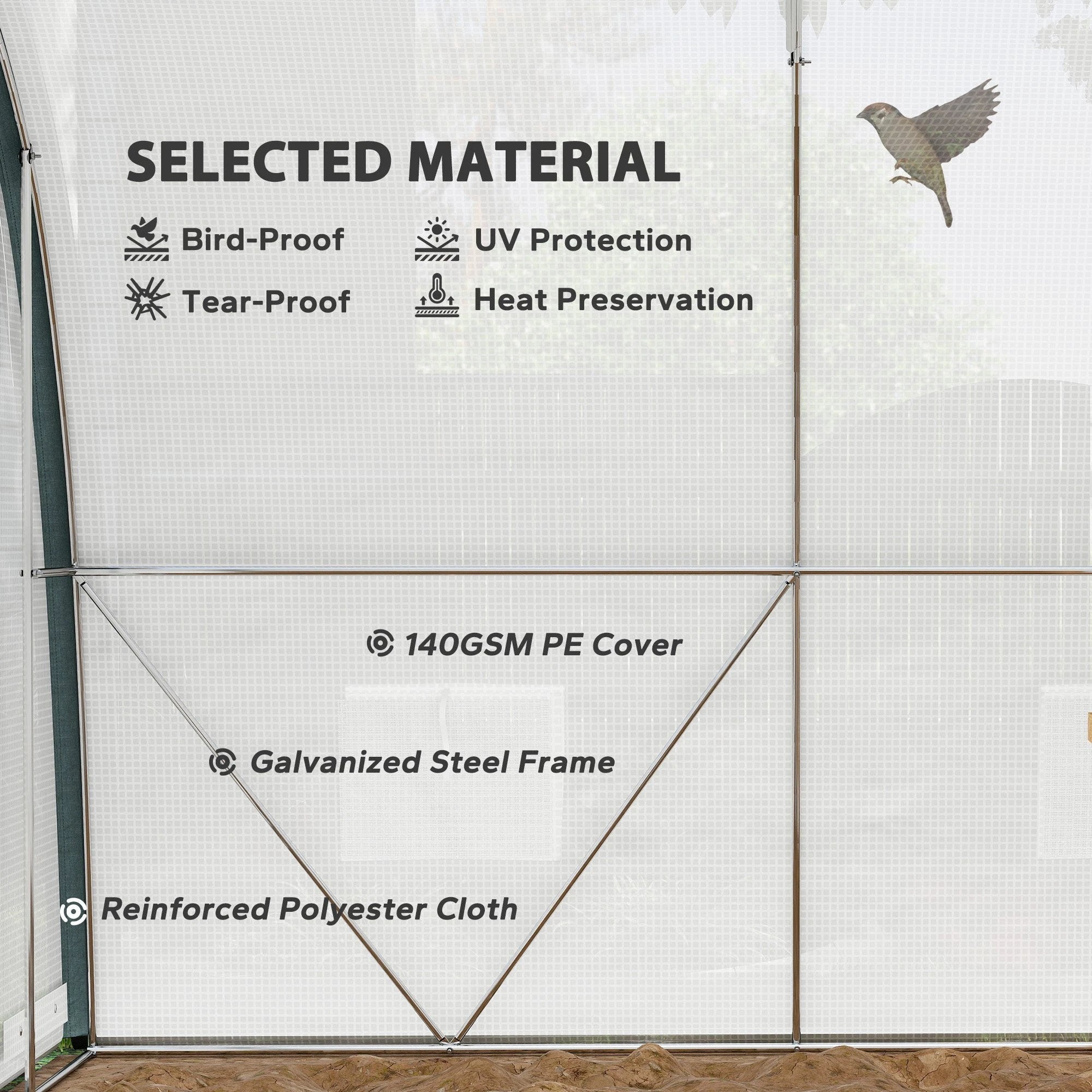 Outsunny Outsunny Walk-in Tunnel Greenhouse, Upgraded Structure, Mesh Door & Windows - Greenhouse