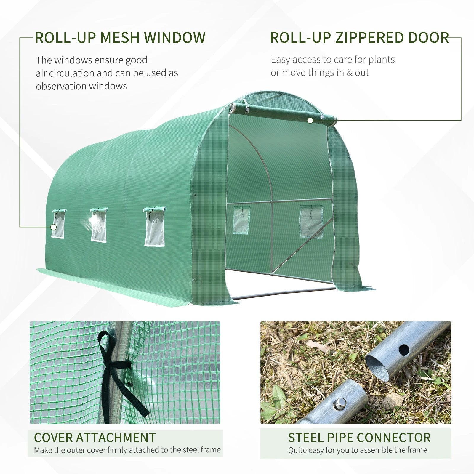 Outsunny Walk-in Greenhouse Tunnel Round Gardening - Uncategorized Greenhouse