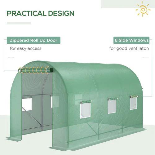 3.5 x 3 x 2 m Polytunnel Greenhouse Polytunnel Tent w/ PE Cover Green by Outsunny