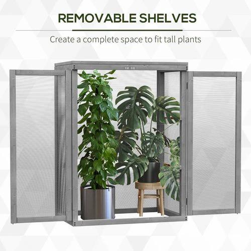 3-tier Wood Greenhouse Plant Storage Shelf Garden Cold Frame Grow House by Outsunny