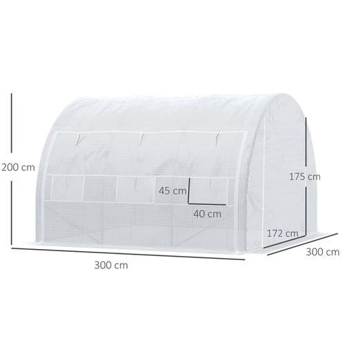 Outsunny 3 x 3 x 2 m Polytunnel Greenhouse Pollytunnel Tent w/ Steel Frame White - Greenhouse