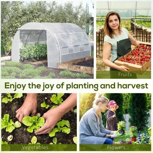 Outsunny 3 x 3 x 2 m Polytunnel Greenhouse Pollytunnel Tent w/ Steel Frame White - Greenhouse