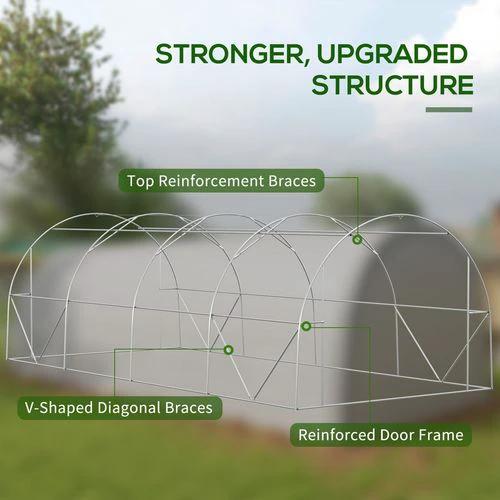 Outsunny 6 x 3(m) Upgraded Polytunnel Greenhouse w/ Mesh Door & Windows, 15 Plant Labels - Greenhouse