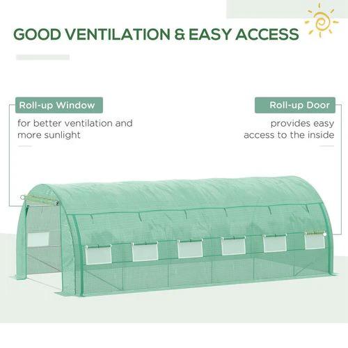 6 x 3 x 2 m Polytunnel Greenhouse Pollytunnel Tent w/ Steel Frame Green by Outsunny