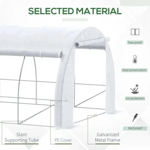 6 x 3 x 2 m Polytunnel Greenhouse Pollytunnel Tent w/ Steel Frame White by Outsunny