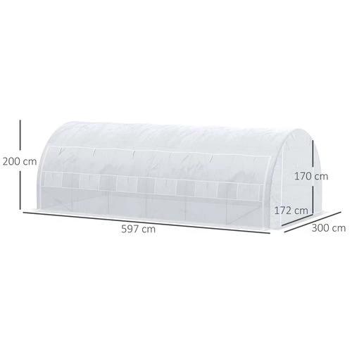 6 x 3 x 2 m Polytunnel Greenhouse Pollytunnel Tent w/ Steel Frame White by Outsunny