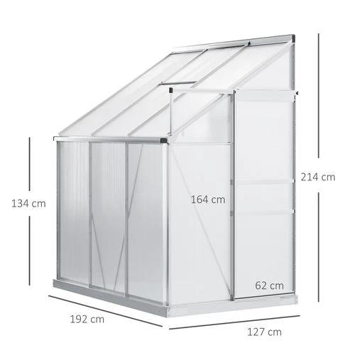 6 x 4ft Polycarbonate Greenhouse Aluminum Roof Vent, Rain Gutter Sliding Door, by Outsunny