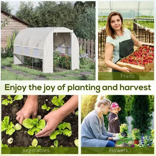 Large Outside Backyard Plant Greenhouse Hot House w/ Zippered Doors White by Outsunny