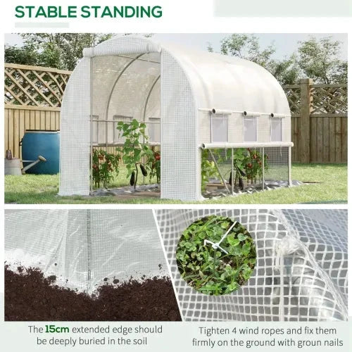 Large Outside Backyard Plant Greenhouse Hot House w/ Zippered Doors White by Outsunny