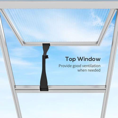 Outsunny 10x6ft Aluminium Greenhouse with/ Door Window Galvanised Base PC Panel by Outsunny