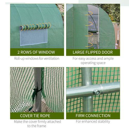 Outsunny Outsunny 3 x 2M Reinforced Walk-in Polytunnel Garden Greenhouse Steel Frame - Greenhouse