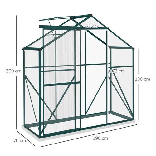 Outsunny Outsunny 6 x 2.5ft Polycarbonate Greenhouse Aluminium Green House, Green - Greenhouse