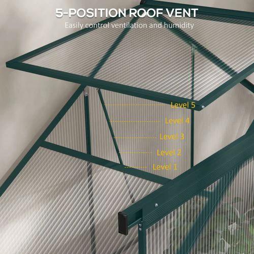 Outsunny Outsunny 6 x 2.5ft Polycarbonate Greenhouse Aluminium Green House, Green - Greenhouse