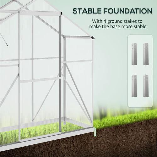 Outsunny 6 x 2.5ft Polycarbonate Greenhouse Aluminium Green House, Silver by Outsunny
