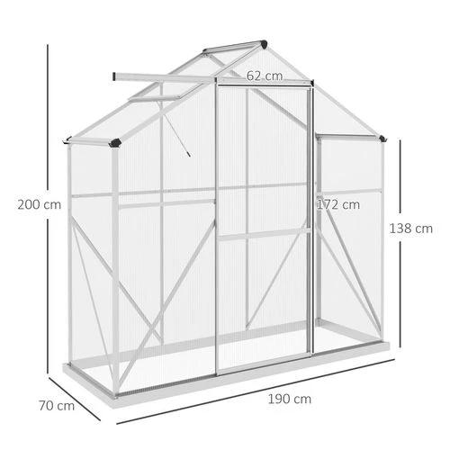 Outsunny 6 x 2.5ft Polycarbonate Greenhouse Aluminium Green House, Silver by Outsunny