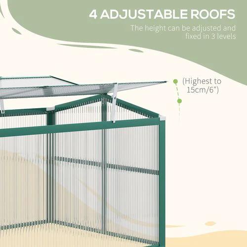 Outsunny Aluminium Cold Frame Greenhouse Planter with Openable Top 130x70x61cm by Outsunny
