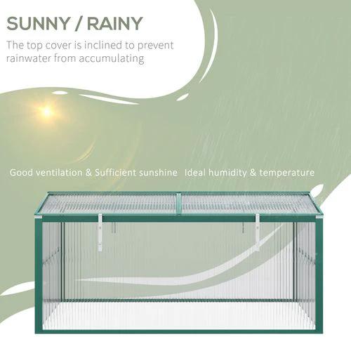 Outsunny Aluminium Cold Frame Greenhouse Planter with Openable Top 130x70x61cm by Outsunny
