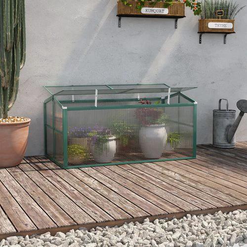 Outsunny Aluminium Cold Frame Greenhouse Planter with Openable Top 130x70x61cm by Outsunny