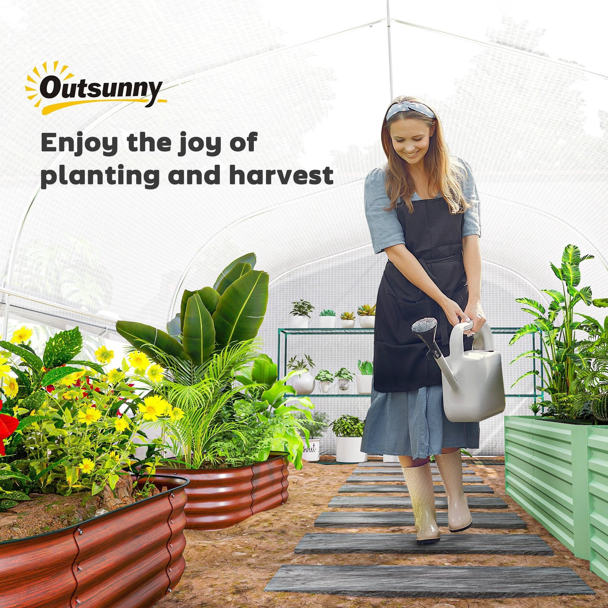 Outsunny Outsunny Polytunnel Greenhouse W/ Roll-up Sidewalls, Mesh Door, 6 x 3 x 2m - Greenhouse