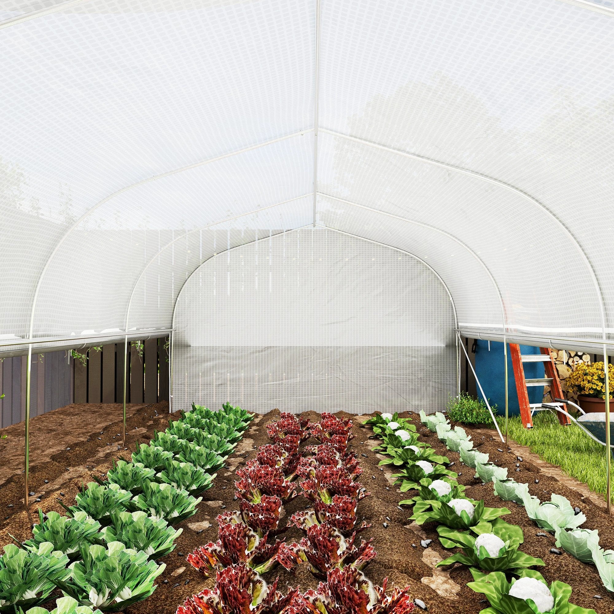 Outsunny Outsunny Polytunnel Greenhouse W/ Roll-up Sidewalls, Mesh Door, 6 x 3 x 2m - Greenhouse