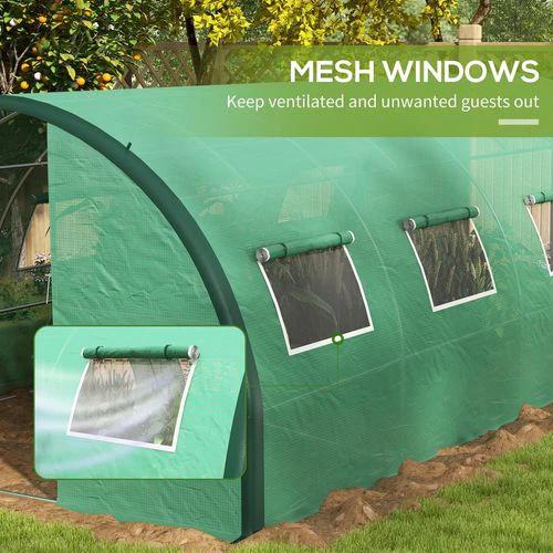 Outsunny Tunnel Greenhouse, Upgraded Structure, Hinged Doors, 6 x 3(m), Green by Outsunny