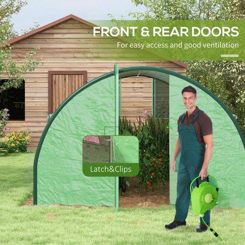 Outsunny Tunnel Greenhouse, Upgraded Structure, Hinged Doors, 6 x 3(m), Green by Outsunny
