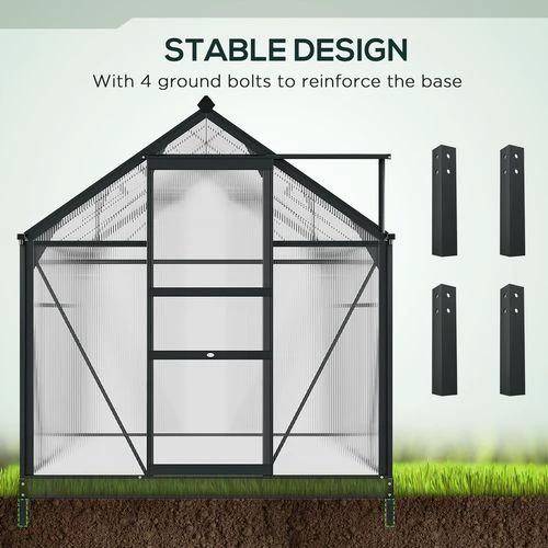 Polycarbonate Walk-In Garden Greenhouse Aluminium Frame w/ Slide Door 6 x 8ft by Outsunny