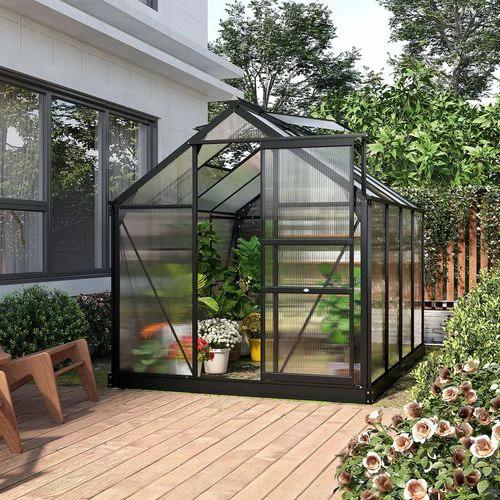 Polycarbonate Walk-In Garden Greenhouse Aluminium Frame w/ Slide Door 6 x 8ft by Outsunny