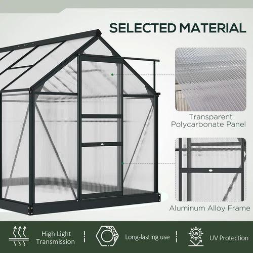 Polycarbonate Walk-In Garden Greenhouse Aluminium Frame w/ Slide Door 6 x 8ft by Outsunny