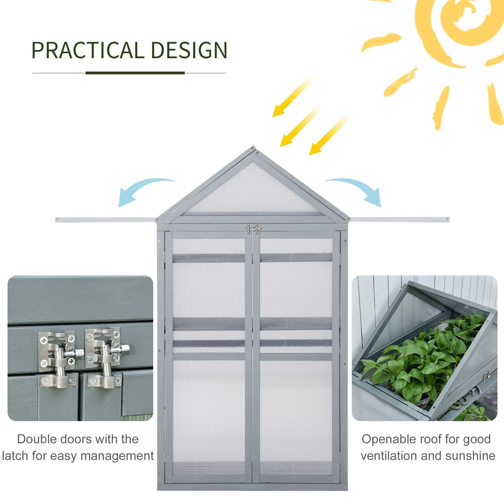 Garden Polycarbonate Cold Frame Greenhouse Grow House Flower Vegetable Plants by Outsunny