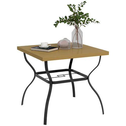 Outsunny Garden Dining Table w/ Umbrella Hole, Dining Table for 4, Grey by Outsunny