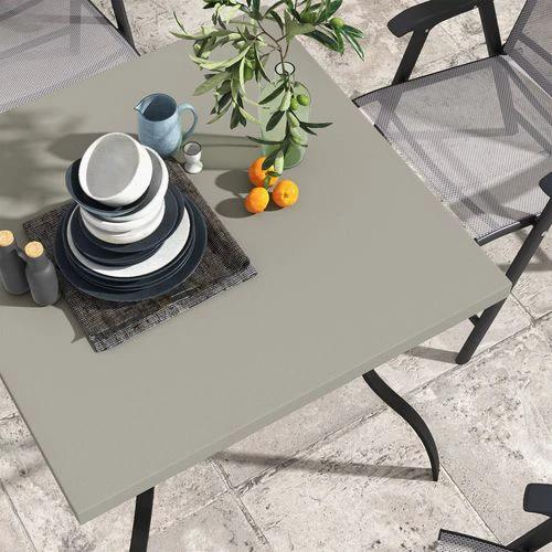 Outsunny Garden Dining Table w/ Umbrella Hole, Dining Table for 4, Grey by Outsunny