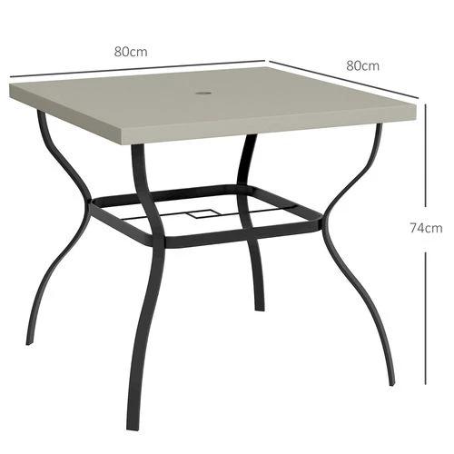Outsunny Outsunny Garden Dining Table w/ Umbrella Hole, Dining Table for 4, Grey -