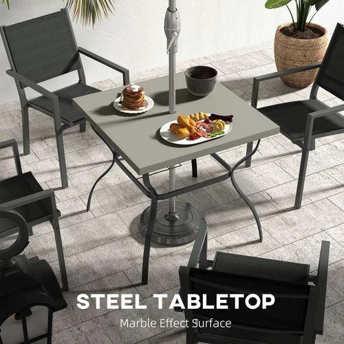 Outsunny Outsunny Garden Dining Table w/ Umbrella Hole, Dining Table for 4, Grey -
