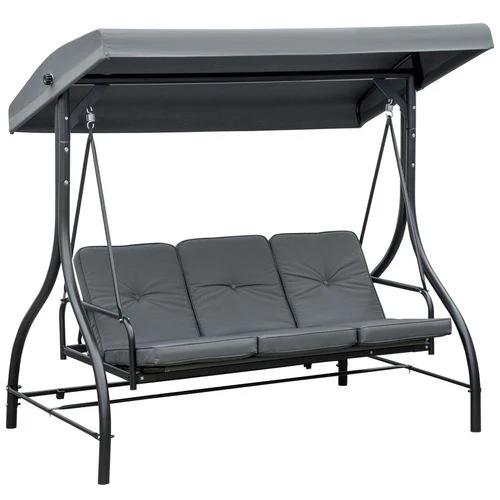 Outsunny 3 Seater Canopy Swing Chair Porch Hammock Bed Rocking Bench Dark Grey - Hammocks