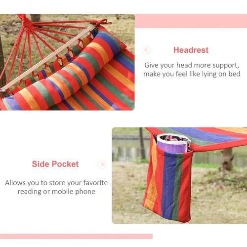 Cotton Hammock Soft Portable Swing Sleeping & Headrest & Side Pocket Chair by Outsunny