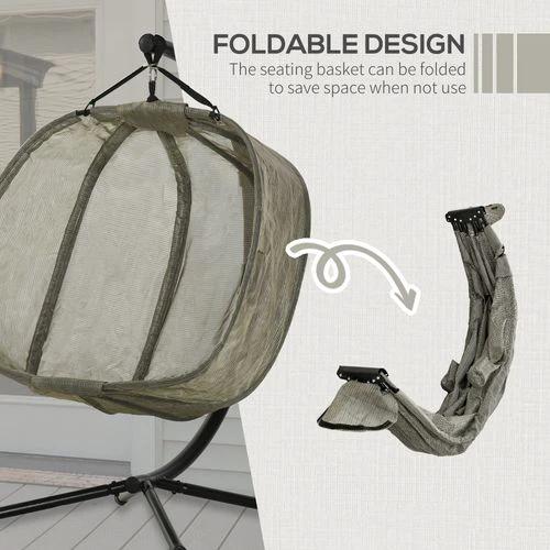 Double Hanging Egg Chair 2 Seaters Swing Hammock w/ Cushion, Brown by Outsunny