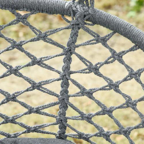 Hanging Hammock Chair Cotton Rope Swing & Metal Frame Large Macrame, Dark Grey by Outsunny