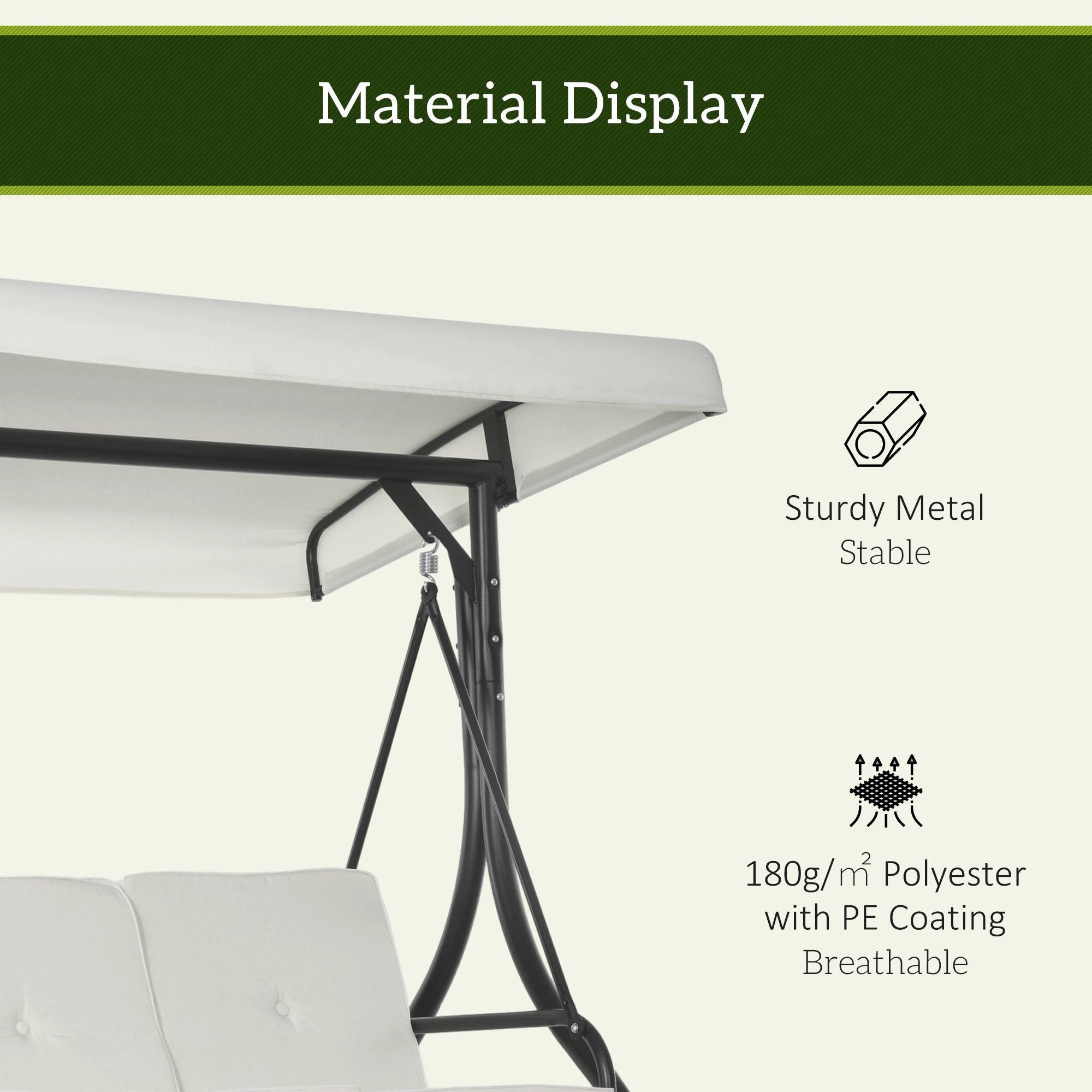 Outsunny Outsunny 3 Seater Canopy Swing Chair Porch Hammock Bed Rocking Bench Cream White - Hammocks