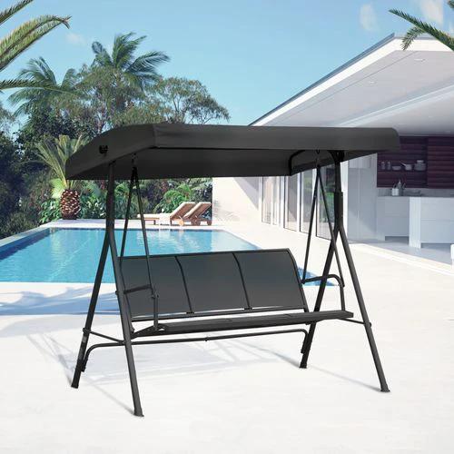 Outsunny Outsunny 3 Seater Garden Swing Patio Hammock with Canopy for Outdoor Black - Hammocks