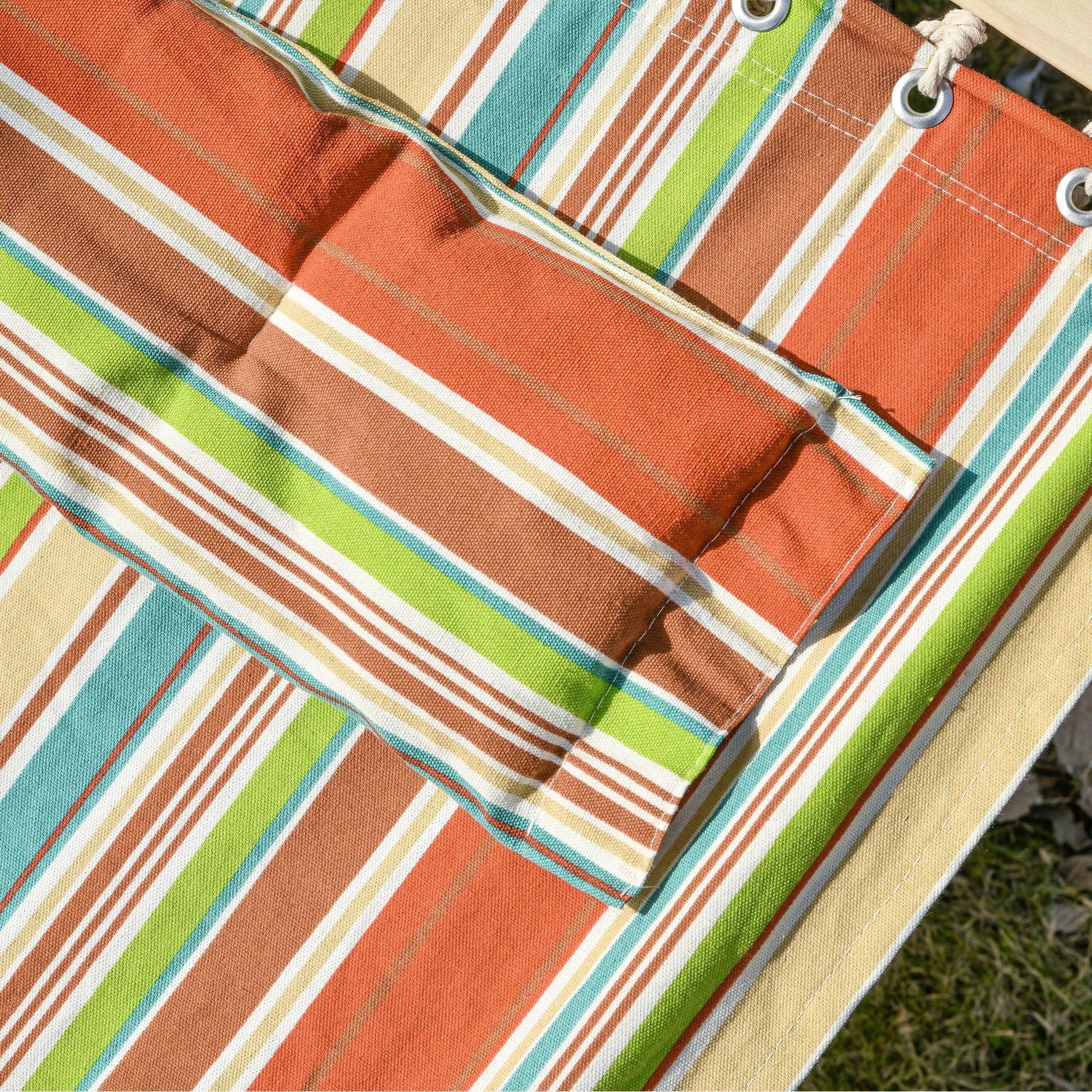 Double Outdoor Patio Cotton Hammock Swing Bed with Pillow by Outsunny