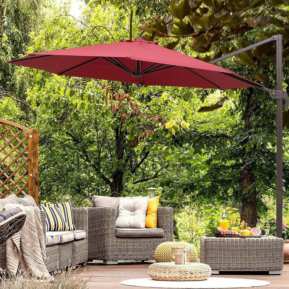3m Cantilever Aluminium Frame Outdoor Garden Parasol by Outsunny