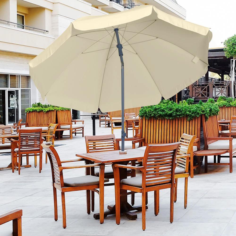 Outsunny 2.2M Tilt Beach Umbrella Parasol-Cream White - Uncategorized Parasol