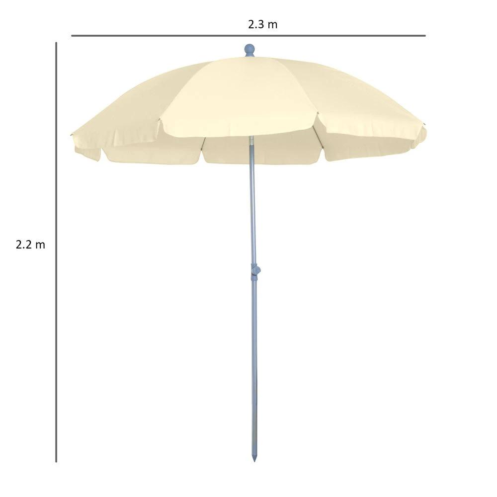 Outsunny 2.2M Tilt Beach Umbrella Parasol-Cream White - Uncategorized Parasol
