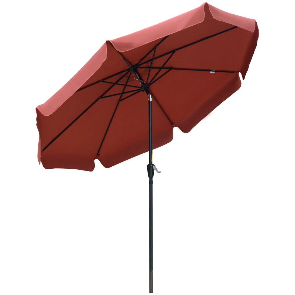 Outsunny 2.66m Patio Umbrella Garden Parasol Wine Red - Uncategorized Parasol