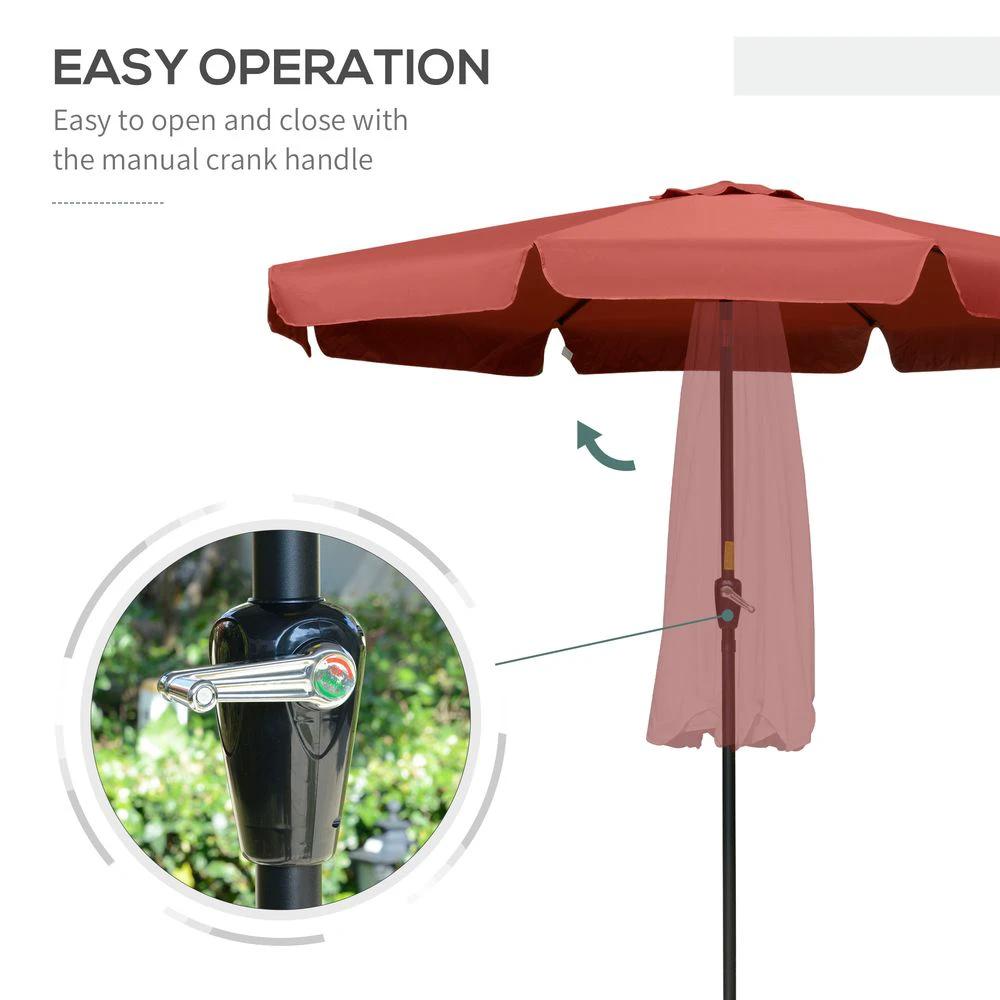 Outsunny 2.66m Patio Umbrella Garden Parasol Wine Red - Uncategorized Parasol